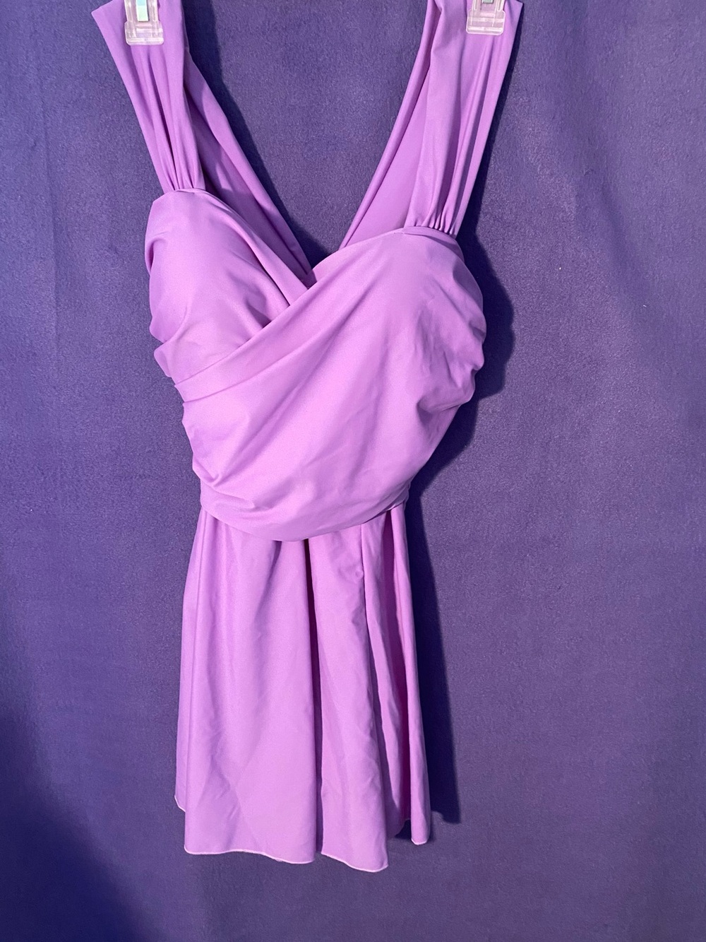 Lilac One-Piece Swimsuit with Draped Bodice